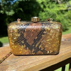 Zandra Rhodes snake clutch gold hardware